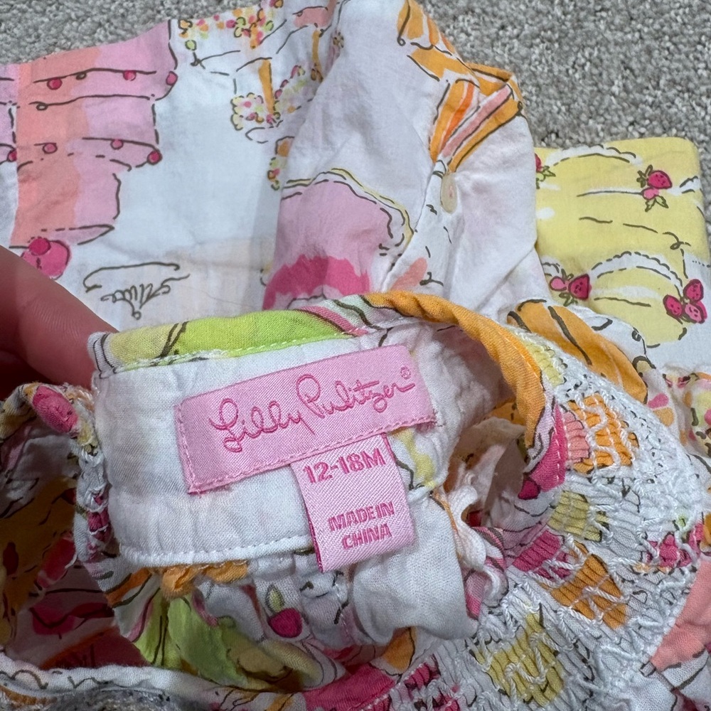 Very Rare Lilly Pulitzer Let Them Eat Cake Baby Dress and Bloomers - Picture 3 of 5